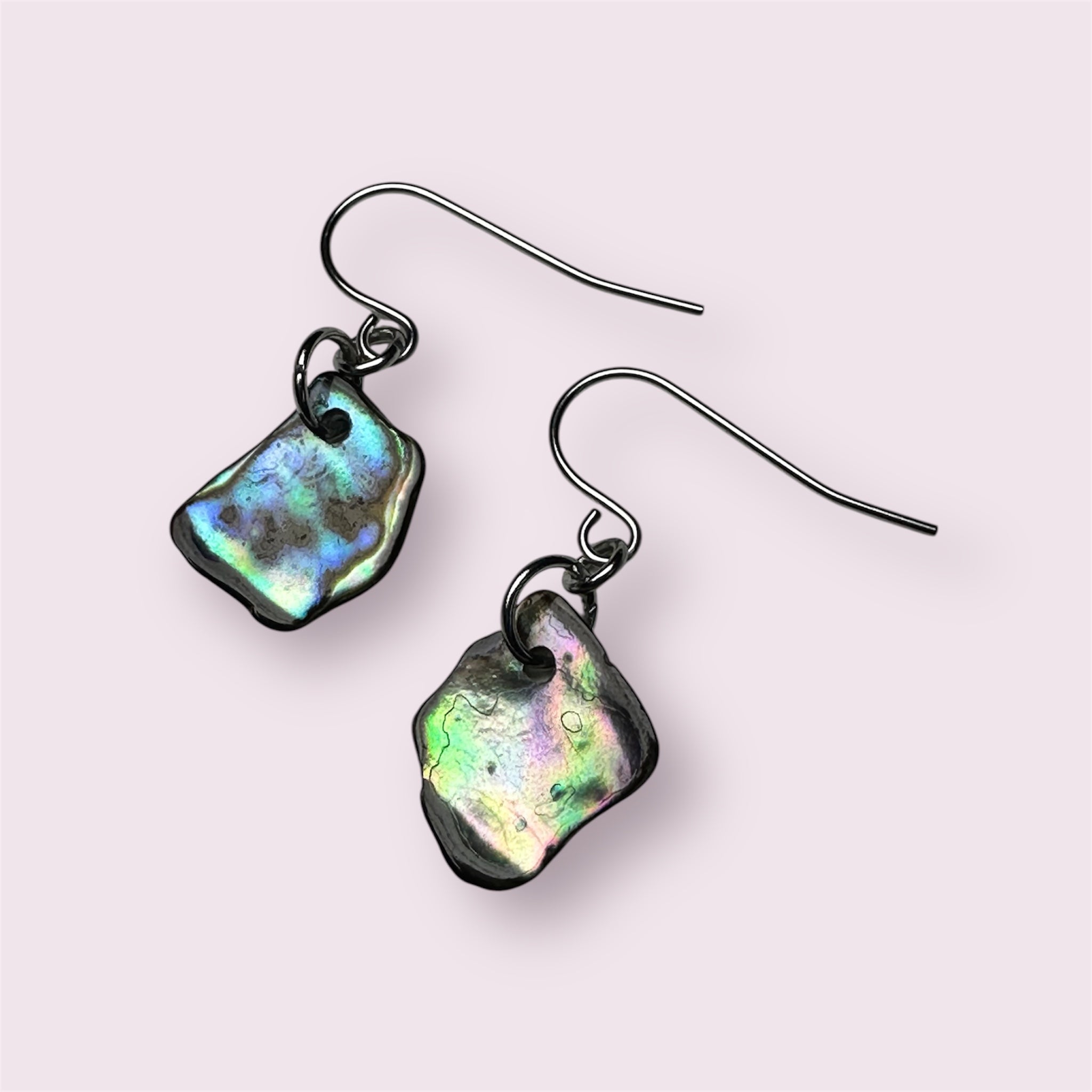Natural Paua shell drop earrings in stainless steel