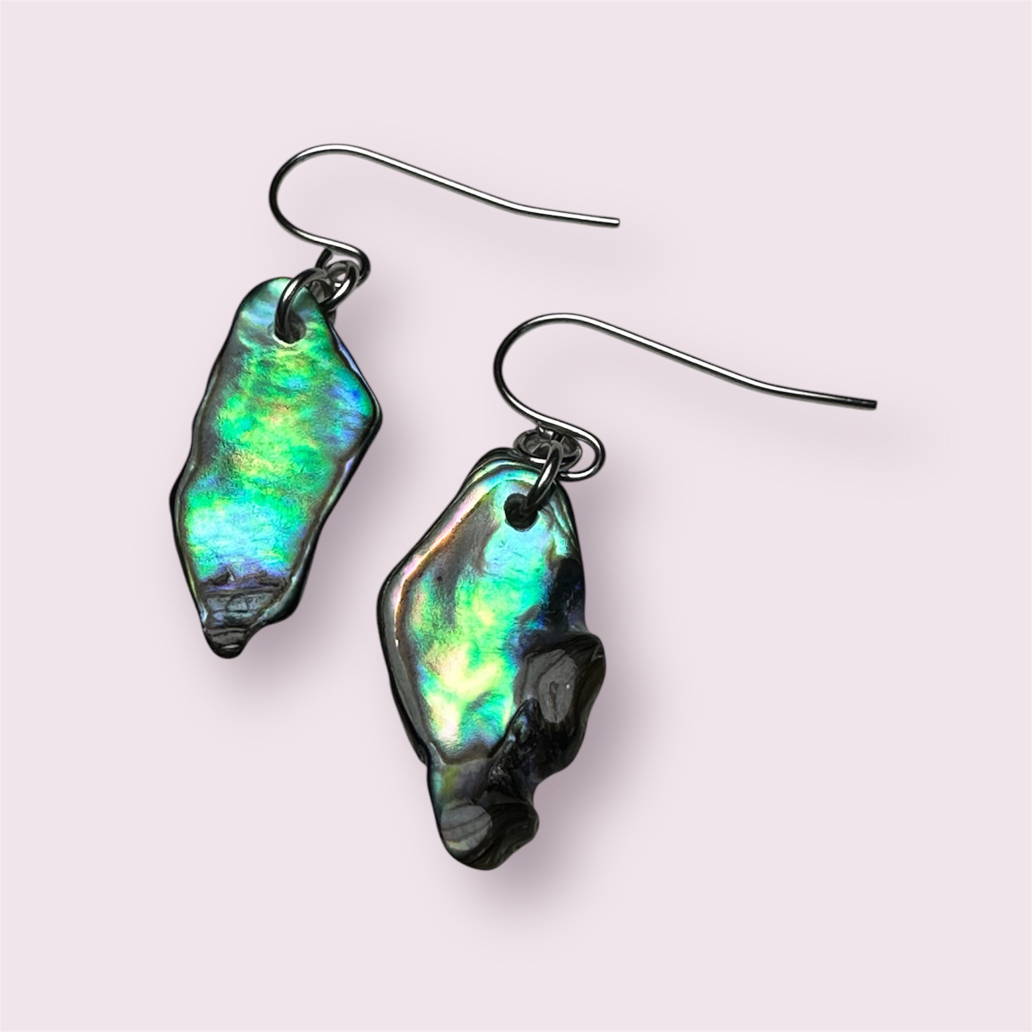 Lightweight earrings made with genuine Paua shell and stainless steel